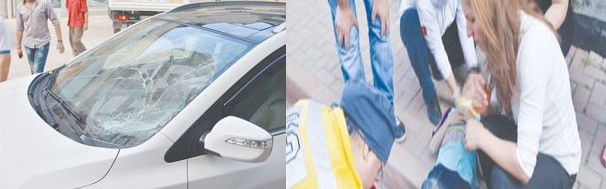 Küçük Çocuk İnşaat’tan Aracın Üzerine Düştü