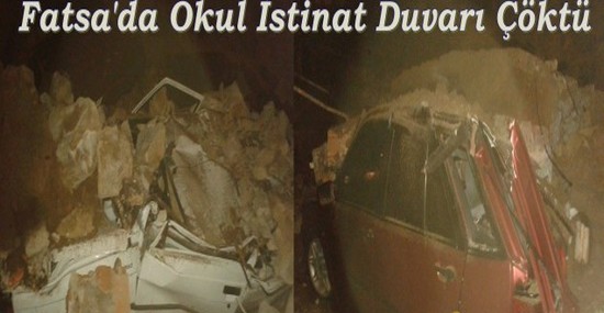 Fatsa ‘da Okulun istinat duvarı çöktü
