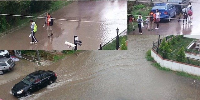 Ordu’da yağan yağmur sokakları sular altında bıraktı